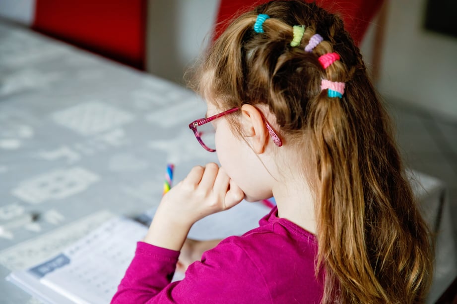 Little girl doing homework